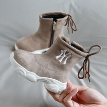 福郎特男童高帮运动棉鞋2020冬季新款儿童雪地靴加绒宝宝短靴女童老爹鞋 米咖 31码/内长19CM