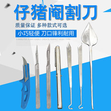 七六牧业小猪兽用猪用仔猪阉割敲猪刀阄劁割淹阉劁腌猪刀斜口煽猪刀去势刀 4号刀架一把+23号刀片1包