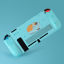 丸图【3D打印壳】任天堂switch保护壳硬壳可爱防摔 创意樱花粉风信蓝彩色 ns主机分体保护套 switch【猫咪老师】风信蓝3D壳 膜+蓝色猫爪