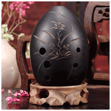 陶埙乐器八孔初学者入门练习学生演奏高音准8孔黑陶埙 茗香兰草8孔陶埙+布袋+指法表