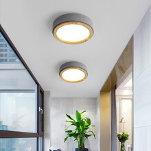 VVS美学灯 北欧阳台灯简约个性创意led木艺入户门厅吸顶灯圆形走廊过道灯灯饰灯具灯饰 圆形直径26cm单色暖光