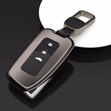 迪加伦 雷克萨斯NX200t钥匙套 IS RC ES250GS RX300L凌志汽车钥匙包 金属 全包 太空灰+真皮钥匙挂扣