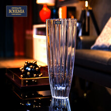 BOHEMIA捷克进口波西米亚水晶玻璃花瓶富贵竹花瓶鲜花瓶水培花瓶 35cm【修身款扁口花瓶】