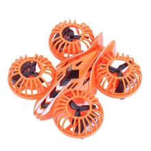 儿童玩具车飞机模型惯性陆地飞行车儿童小汽车跑车赛车耐摔回力玩具 升级版四轴飞机车橙色