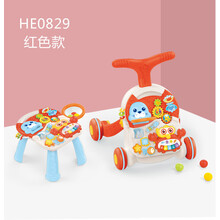 HELIWAYSET【品质保证】婴儿学步车防侧翻多功能男女孩儿童手推车助步车玩具 多功能学步车+游戏桌（红色）