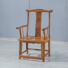 寻古红木家具非洲鸡翅木（学名：非洲崖豆木）官帽椅高靠背椅实木中式电脑椅办公椅茶桌主位椅雕龙圈椅扶手椅 单椅：长66*宽52*坐高49(总高117)cm