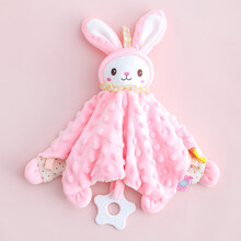 可入口婴儿安抚巾婴幼儿3个月新生12个月宝宝豆豆毯毛绒啃咬睡眠 豆豆兔安抚巾(牙胶 响纸 铃铛)