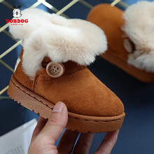 巴布豆儿童棉鞋冬宝宝雪地靴1-3小孩加绒4-5岁男童6-9岁保暖鞋女童棉靴婴儿鞋靴子 驼色 14码内长13.0cm（适合15月左右）