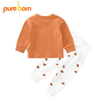 超市	
pureborn博睿恩婴儿秋冬内衣套装男女宝宝棉家居服婴幼儿高腰护肚睡衣 小南瓜 1-2岁