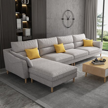金屋藏娇 北欧简约乳胶布艺沙发小户型可拆洗三四人位直排整装沙发 浅灰色【麻布】 三人位2.43米+脚踏