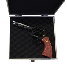 金属砸纸炮枪儿童玩具枪左轮枪年会演出道具7080后经典怀旧成人手枪 长款左轮黑色+合金箱