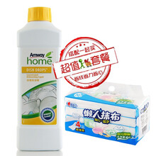 安利（Amway） 优生活浓缩洗洁精1L（碟新）（超浓缩配方 可按需稀释） 一瓶+心相印懒人湿巾1提（共4包）