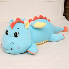 公主熊毛绒玩具恐龙抱枕公仔娃娃女生睡觉抱大号可爱陪睡长条床头布偶女孩靠垫玩偶 蓝色 95厘米