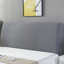 源优邦  床头罩套全包加厚纯色床头罩软包防尘弹力布1.5米/1.8米/2米北欧风格床头套 浅灰色 1.8米（适合1.7-1.9米床头使用）