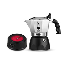 比乐蒂Bialetti 摩卡壶 意大利进口手冲双阀咖啡壶高压特浓家用意式滴滤brikka壶 4杯份+新电陶炉（暗夜黑）