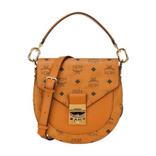 MCM 奢侈品 女士 Patricia Visetos系列干邑色印花logo小号单肩斜挎包 MWSAAPA01CO001