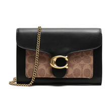 蔻驰 COACH 奢侈品 女士专柜款TABBY系列涂层帆布配皮手拿包单肩斜挎包黑色棕色 86094 B4OOH