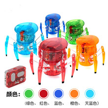 毛毛虫玩具电动赫宝机器虫遥控仿真蜘蛛蝎子摇摆宝宝儿童电动玩具机器人 智能遥控蜘蛛-透明机身头部360无极旋转 单只颜色请备注(加购收藏送电池)