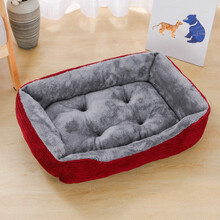 狗窝冬天保暖宠物床垫子泰迪小型犬大型狗狗用品狗屋猫窝四季通用毛毯颜色随机发 红色灯芯绒狗窝 M-60CM建议10斤内宠物