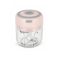 迷你家用电动绞蒜机宝宝辅食机婴儿小型料理机打蒜蓉机绞肉机Sunchance 大容量高杯-粉色-主播家用款