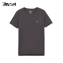 MCS夏季休闲全棉圆领修身显瘦净色短袖T恤男 黑色953 46/S/160