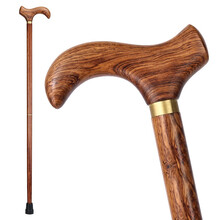 七钡勒 老人拐杖红木实木手杖木质大叶黄花梨老年人防滑助行拐杖拐棍 弯把分节款