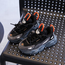 香港轻奢潮牌日本韩国小孩子的女童运动鞋老爹鞋2020秋冬新款加绒二棉鞋冬季男童保暖休闲儿童鞋 黑色单鞋 26