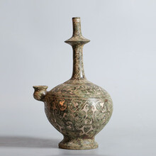 周鼎青铜器摆件 仿古错银唐代青铜净瓶 盛水器古董文玩收藏品做旧