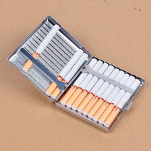 （特价处理）烟盒20支装金属便携翻盖保护套超薄创意个性正品男士烟盒子烟夹烟具 银色图案随机