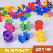 儿童串珠训练穿线积木玩具早教感统器材教具串珠子专注力宝宝 螺丝螺母配对 500克 螺母24螺丝24颗