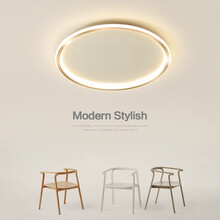 卧室灯简约圆形超薄客厅吸顶灯现代书房灯北欧家用温馨浪漫房间灯 豪盛特 金色 40CM 无极调光 25W