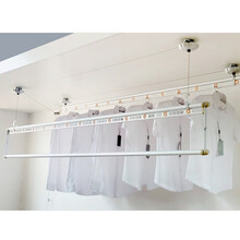 升降晾衣架手摇阳台三竿三杆手摇升降晾衣架三杆晒被杆高低杆三竿阳台晒衣架晒被杆双杆单杆式齐纳蒂手动 经典银色三竿 2.4米长杆子