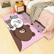 ins房间床边地毯卧室少女客厅卡通儿童大面积满铺网红可水洗 可爱熊+兔 100*200厘米(床边毯)