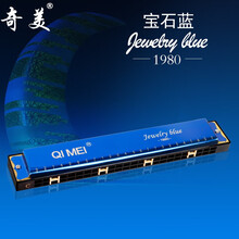 奇美QIMEI儿童口琴 24孔C调复音口琴 专业演奏初学入门口琴 宝石蓝+琴盒+教材