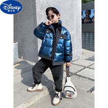 迪士尼同款儿童羽绒服男童冬装20年新款羽绒棉服外套装洋气韩版棉衣免洗冬季加厚宝宝幼儿穿的春冬潮童装 蓝色 100cm