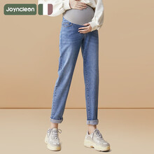 婧麒（JOYNCLEON）孕妇牛仔裤春秋装新款时尚外穿长裤潮妈宽松老爹裤孕妇裤子 浅蓝色 XXL码 Jyk10250