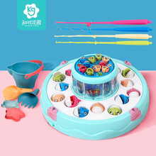 知识花园 儿童钓鱼玩具宝宝早教益智玩具钓鱼盘亲子互动桌面游戏钓鱼台 【双层26条鱼】钓鱼盘+沙滩玩具