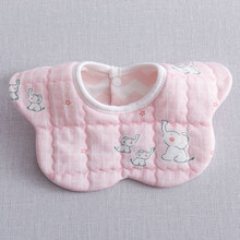 新生儿纯棉围嘴宝宝口水巾防水正反两用婴儿围兜围脖四季 【1条】图案印花 男宝/图案颜色随机