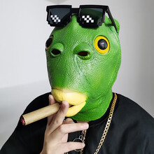 绿头鱼抖音同款鱼头套绿头怪搞笑绿鱼人头套年会节目万圣节网红面具怪