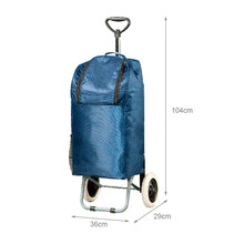 豫北便携超市老年人手推可坐超市推车买菜车可折叠购物车拉杆车 2648藏青保温