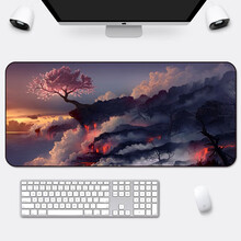 RS 游戏超大鼠标垫定制电竞卡通桌垫大号可爱动漫男女生加厚键盘垫订制 崖边古树 100x50cm加厚5mm