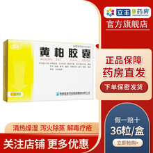 盘龙 黄柏胶囊 1g*36粒/盒 用于湿热泻痢,黄疸,带下,热淋,脚气,骨蒸劳热,盗汗,遗精 3盒装