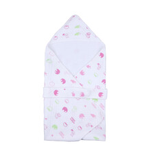 棉花秘密婴儿抱被新生儿纯棉包被初生小被子襁褓包 缤纷小象 薄抱被 空气棉（粉色）