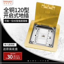 gaston gerin120地插座家用全铜防水开启式隐藏式120型定制可装1位86面板地板地面插座 单六类网络