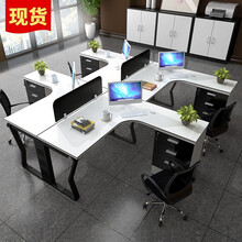 仟已 办公桌椅组合屏风卡位办公桌四人职员桌简约现代员工桌办公家具 配备过线盒