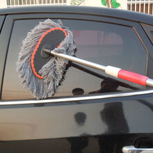 家用轿车刷伸缩杆软毛长毛洗车刷子洗车拖把车掸不伤漆擦车水刷 1.3米不锈钢灰色棉线布头