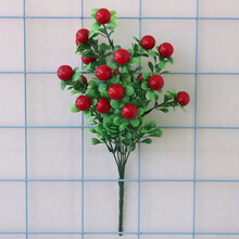 仿真冬青果插花配材蓝莓果浆果装饰花干花 发财浆果相思红豆 红色富贵果35厘米