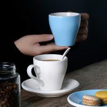 瓷彩美（CECEME）陶瓷咖啡杯套装欧式小轻奢下午茶具红茶杯子精致咖啡杯碟 白色-咖啡杯碟