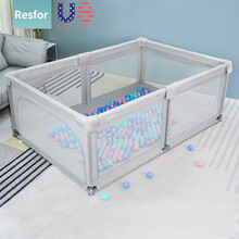 Resfor婴儿围栏 宝宝游戏围栏 室内婴儿爬爬垫围栏儿童爬行垫防护栏家用安全防摔学步栅栏游乐园 灰色（内径120*180CM)