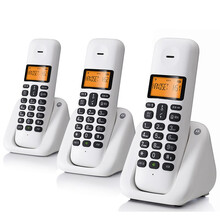 摩托罗拉T301C办公子母机 移动固话 单机 无线座机 无绳电话机 分机扩展 小巧可爱 白色三机